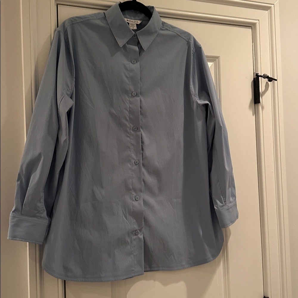 Athleta Long Sleeved Button Up Blouse, Size S, Light Blue